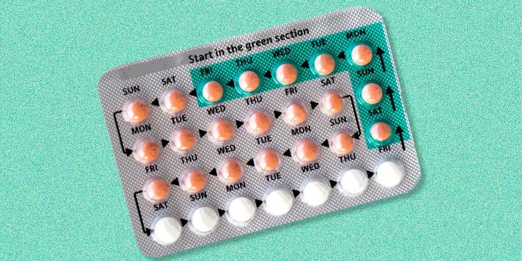 Various birth control pills in a blister pack